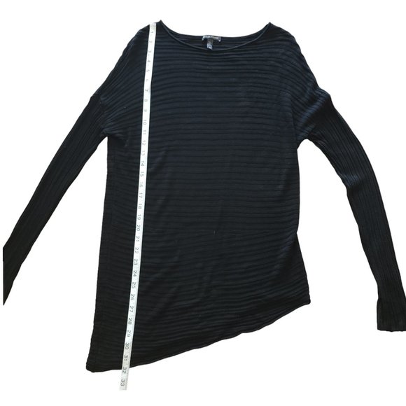 Eileen Fisher black long sleeve stripe textured long sleeve top / tunic - Picture 5 of 8